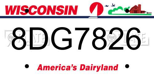 8DG7826 Wisconsin License Plate