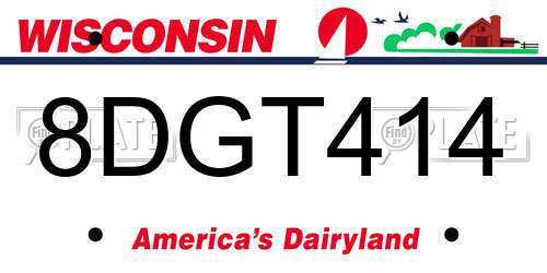 8DGT414 Wisconsin License Plate