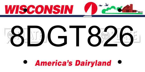 8DGT826 Wisconsin License Plate