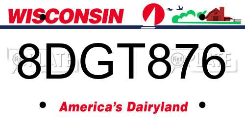 8DGT876 Wisconsin License Plate