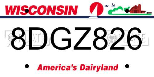 8DGZ826 Wisconsin License Plate