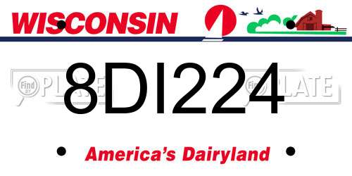 8DI224 Wisconsin License Plate