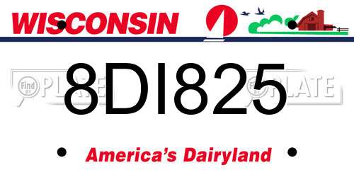 8DI825 Wisconsin License Plate