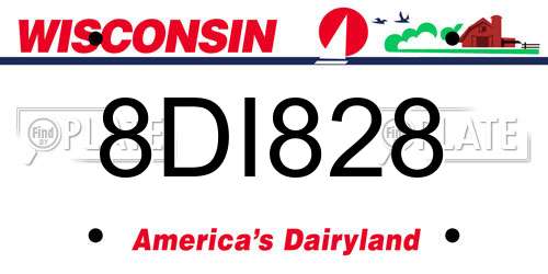 8DI828 Wisconsin License Plate