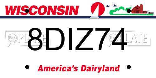 8DIZ74 Wisconsin License Plate