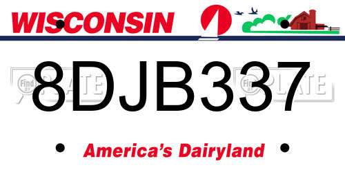 8DJB337 Wisconsin License Plate