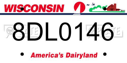 8DL0146 Wisconsin License Plate