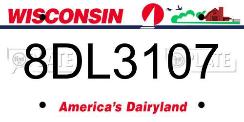 8DL3107 Wisconsin License Plate