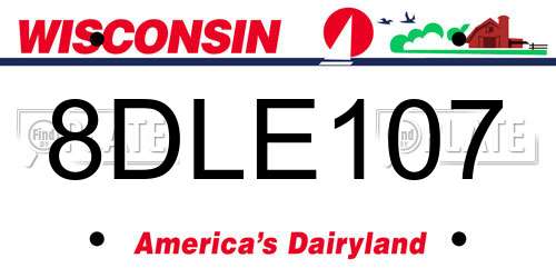 8DLE107 Wisconsin License Plate