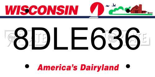 8DLE636 Wisconsin License Plate