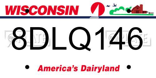 8DLQ146 Wisconsin License Plate