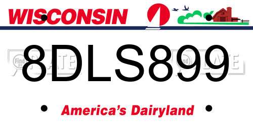 8DLS899 Wisconsin License Plate