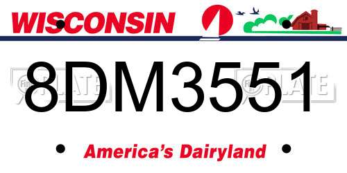 8DM3551 Wisconsin License Plate