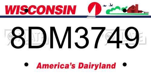 8DM3749 Wisconsin License Plate