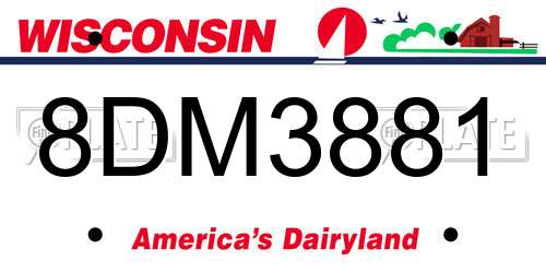 8DM3881 Wisconsin License Plate