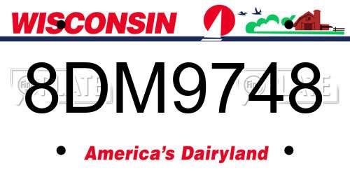 8DM9748 Wisconsin License Plate