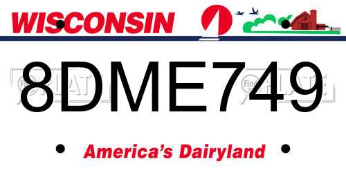 8DME749 Wisconsin License Plate