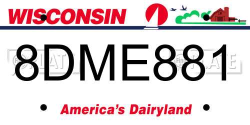 8DME881 Wisconsin License Plate
