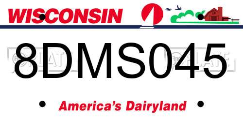 8DMS045 Wisconsin License Plate