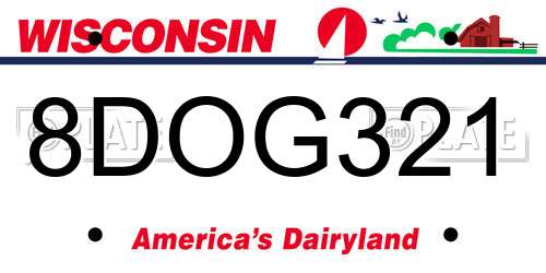 8DOG321 Wisconsin License Plate