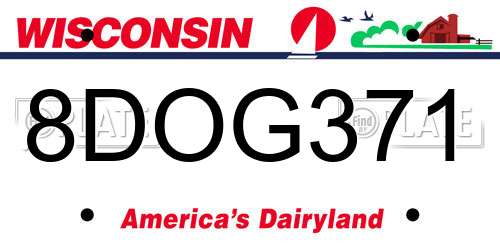 8DOG371 Wisconsin License Plate