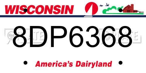 8DP6368 Wisconsin License Plate