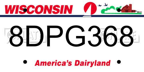 8DPG368 Wisconsin License Plate