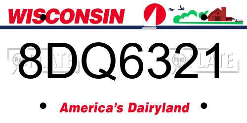 8DQ6321 Wisconsin License Plate