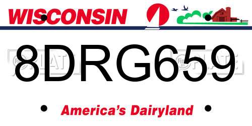8DRG659 Wisconsin License Plate