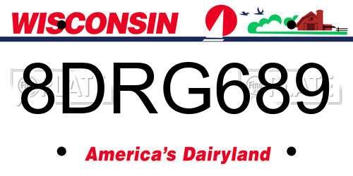 8DRG689 Wisconsin License Plate