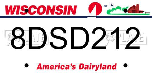 8DSD212 Wisconsin License Plate