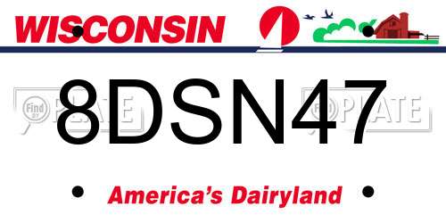 8DSN47 Wisconsin License Plate