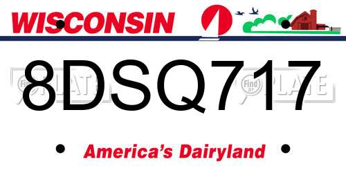 8DSQ717 Wisconsin License Plate