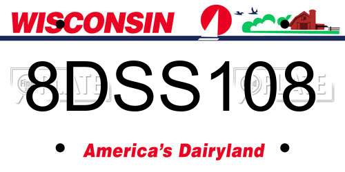 8DSS108 Wisconsin License Plate