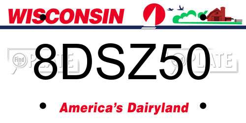 8DSZ50 Wisconsin License Plate