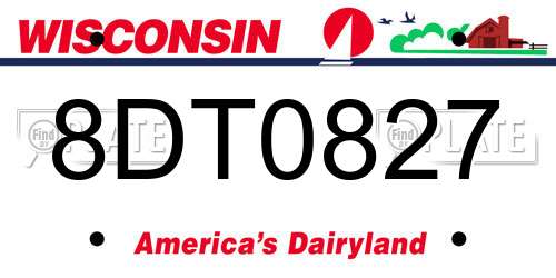 8DT0827 Wisconsin License Plate