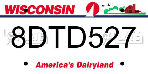 8DTD527 Wisconsin License Plate
