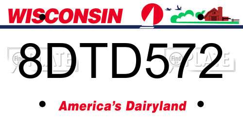 8DTD572 Wisconsin License Plate