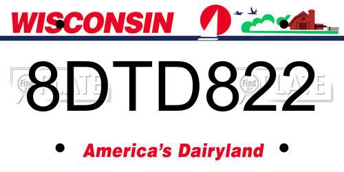 8DTD822 Wisconsin License Plate