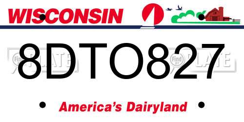8DTO827 Wisconsin License Plate