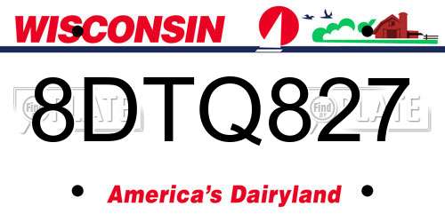 8DTQ827 Wisconsin License Plate