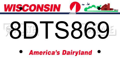 8DTS869 Wisconsin License Plate