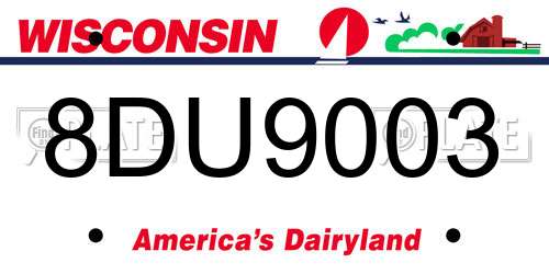 8DU9003 Wisconsin License Plate