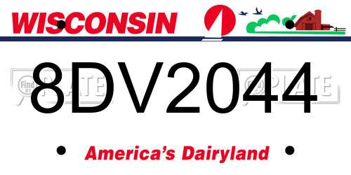 8DV2044 Wisconsin License Plate