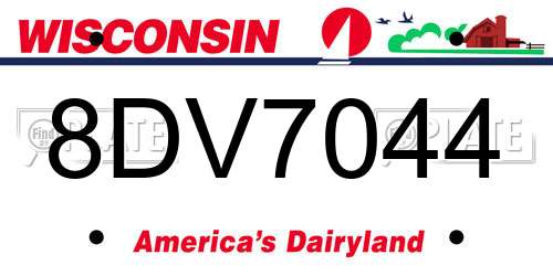 8DV7044 Wisconsin License Plate