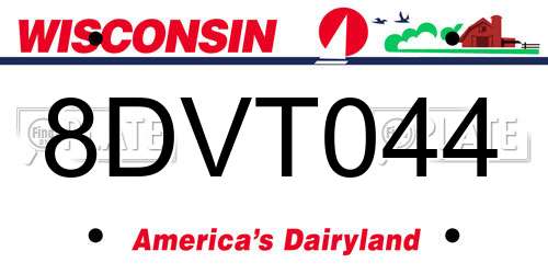 8DVT044 Wisconsin License Plate