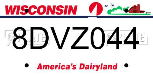 8DVZ044 Wisconsin License Plate
