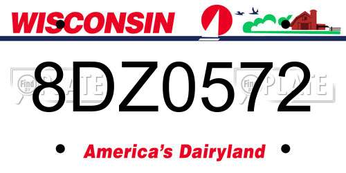 8DZ0572 Wisconsin License Plate
