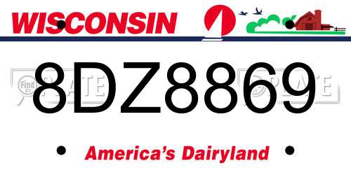 8DZ8869 Wisconsin License Plate
