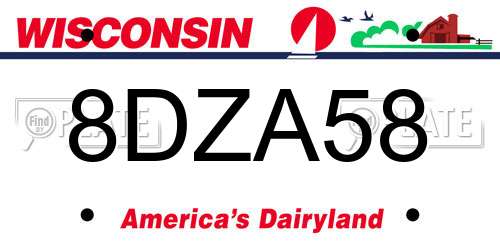 8DZA58 Wisconsin License Plate